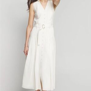 White House Black Market Ivory Belted Midi Dress